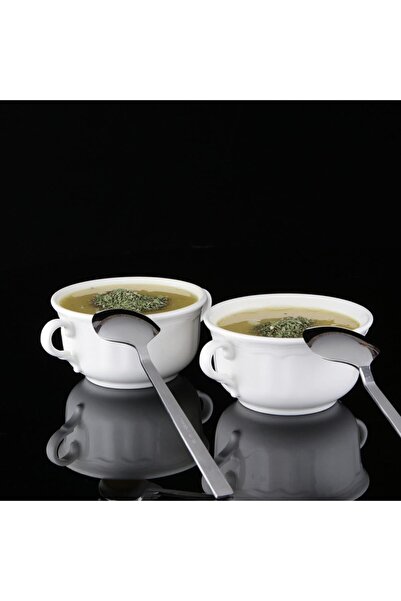 Güral Porselen Soup Bowl Double Handle Soup Porcelain Soup Container 15 Cm 2 Pieces