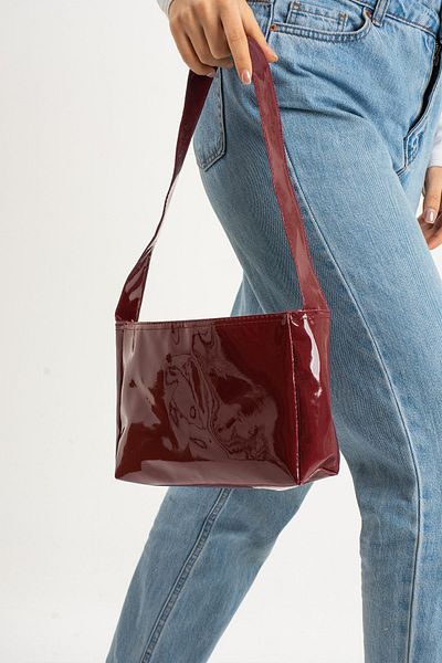 Charmlux Women's Patent Leather Claret Red Bag