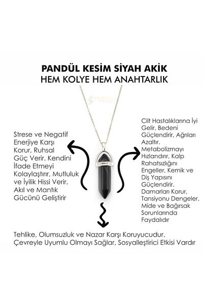 Mystic Energy Natural Stone Black Agate Pandula Cut or Pendant or Keychain |   Gift Natural Stone