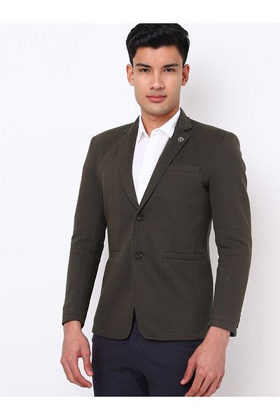 Fort Collins By Styli Notch Lapel Single Breasted Blazer with Button Cuff