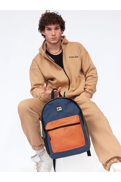 Vatkalimon Unisex Orange Navy Blue Khaki School And Backpack