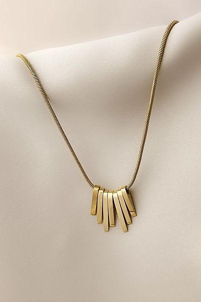 COSİTA Gold Dangle Totem Figure Minimal Design Steel Necklace