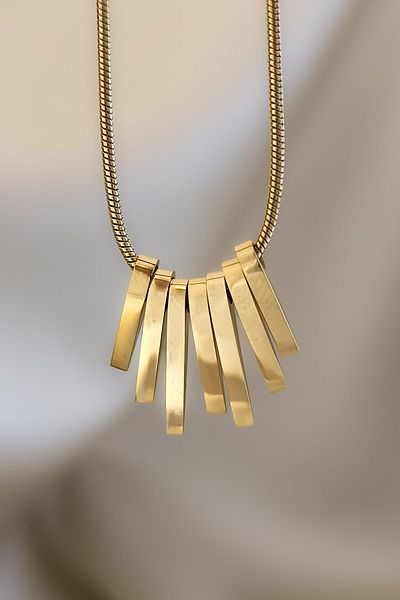 COSİTA Gold Dangle Totem Figure Minimal Design Steel Necklace