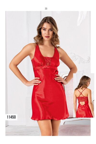 Angels Story Νυχτικό Σατέν Δαντέλα Λεπτομερές Νυχτικό 11450 Κόκκινο