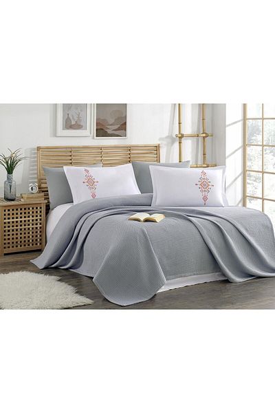 NAURA Concept Double Organic Bamboo Pique Set - Battal with 4 Pillows