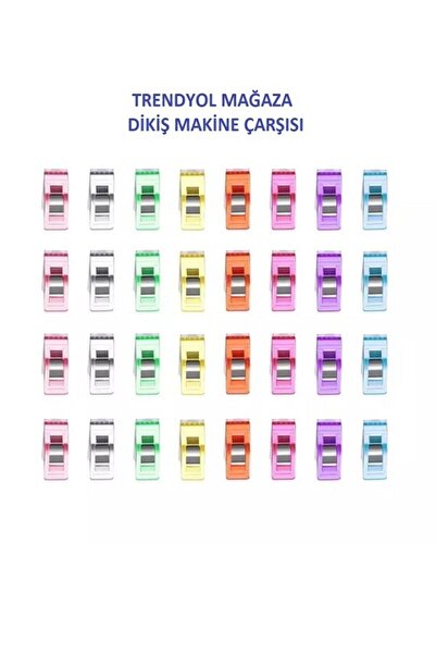 Genel Markalar Dikiş Makine Çarşısı Singer Beko Zetina Bındallı Janome 32 Adet Renkli Kumaş Mandalları (32 Adet)
