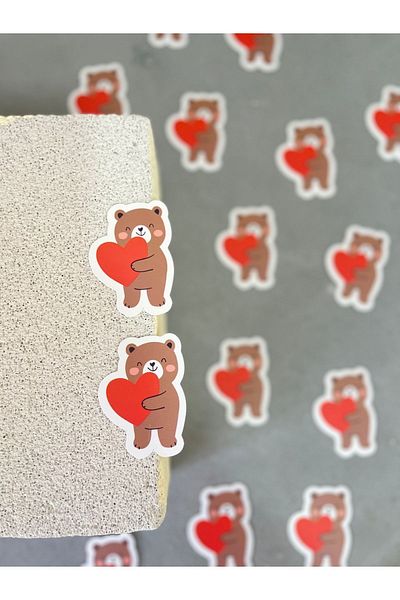 Meyofficial 8*5 cm 20 Pieces Heart Teddy Bear Cut Gift Note Card