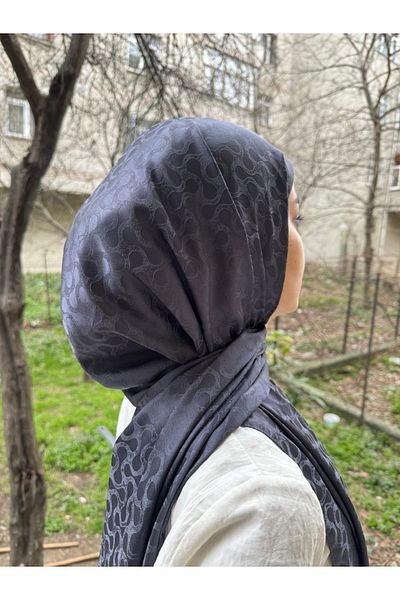 shalby Hijab Silky Cotton Jacquard Lory Pattern Shawl Anthracite