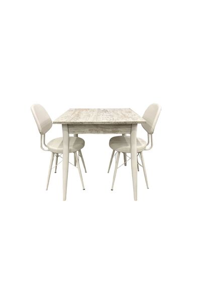 Levent Mobilya Aksesuar Mendel Masa Ve Eyfel Sandalye Takımı, Kristal, 70x70