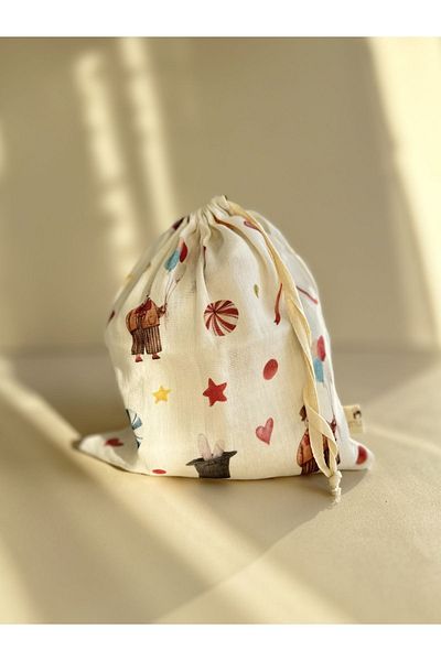 Little Dude 100% Organic Cotton Patterned Muslin Bag (25 X 30 CM)