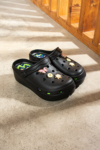 Nstil Μαύρα γυναικεία σανδάλια με πόρπη με ψηλή σόλα μασάζ - Sabo 247