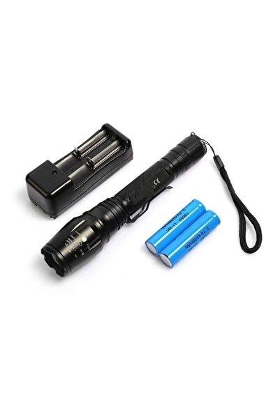 Geltoptan 1600 Lümen Şarjlı Çift Pilli Zoomlu El Tüfek Feneri Yüksek Işık Muk...