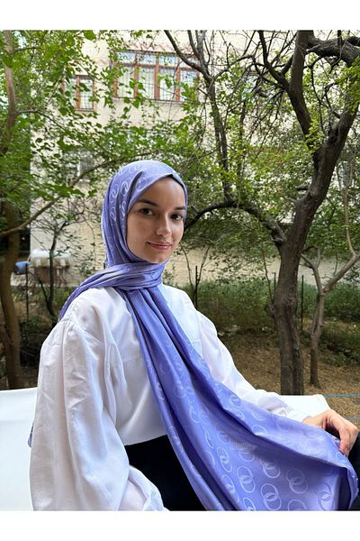 shalby Hijab Silky Cotton Jacquard Rings Pattern Shawl Lilac