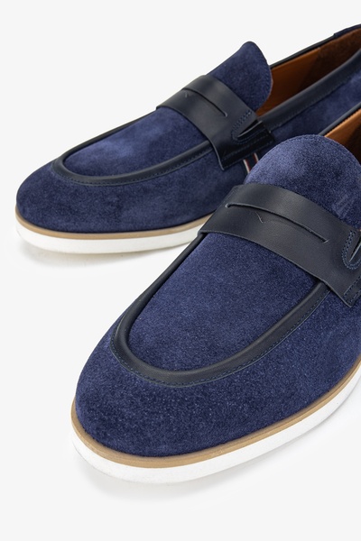 Valmenti Чоловічі лофери - Runo Синій замшевий взуття з натуральної шкіри
