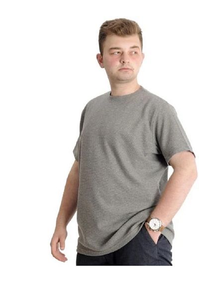 SuperXL Ανδρικό T-shirt - Crew Neck, WAFFLE 20033 KHAKI, Μεγάλο μέγεθος