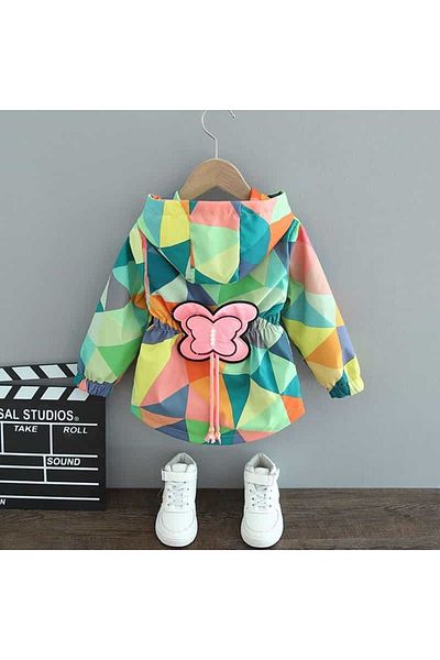 Touch Girl's Lined and Waterproof Micro Fabric with Digital Printed Butterfly Figure