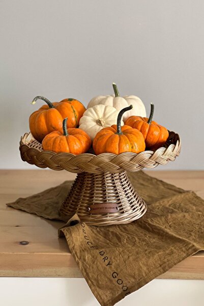 Harvest Maison Rattan Bohem Ayaklı Servis Kek Standı, Bambu Ayaklı Sunumluk, ...