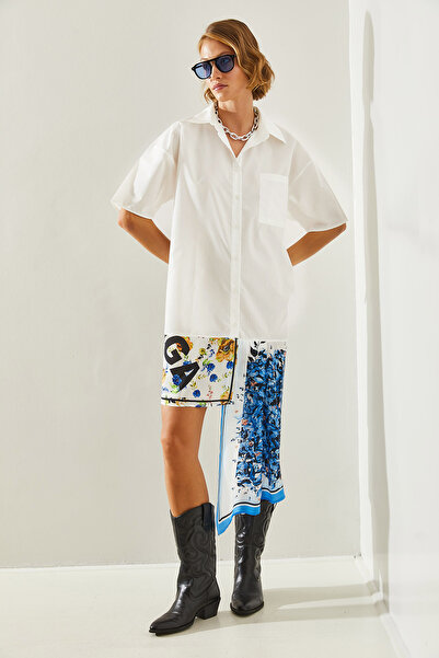 Bianco Lucci Φόρεμα Ασύμμετρο Σατέν Πουκάμισο - Λεπτομέρεια φούστας, Γυναικείο, 21262 60251492