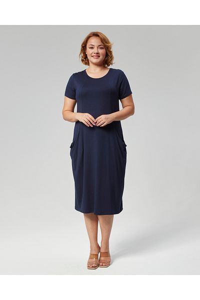 SENTEX rochie de dama bleumarin cu buzunar cu maneca scurta