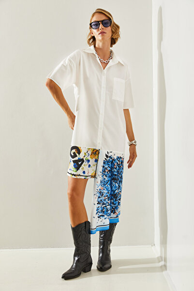 Bianco Lucci Φόρεμα Ασύμμετρο Σατέν Πουκάμισο - Λεπτομέρεια φούστας, Γυναικείο, 21262 60251492