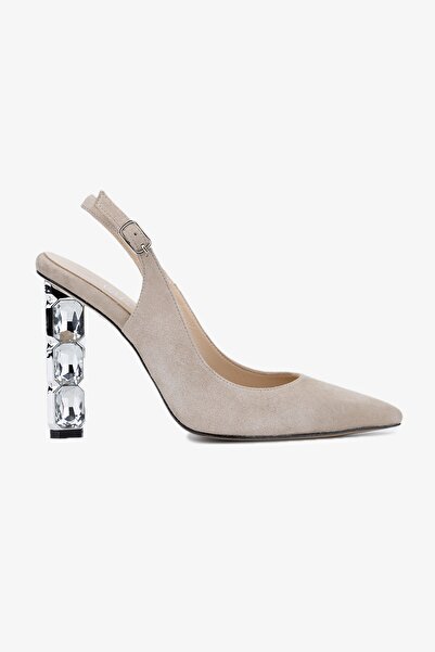 Valmenti Pantofi cu toc înalt din piele naturală de căprioară bej pentru femei Livio