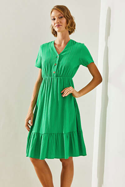 Bianco Lucci V-Neck Muslin Basic Dress - Short Sleeve 2282 60251464