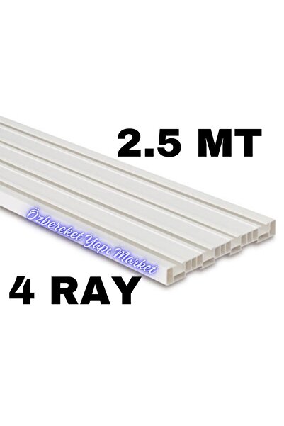özbereketyapimarket 4 Ray Perde Rayı 4 Lü 2.5 Metre 4 Raylı Korniş Dörtlü Kor...