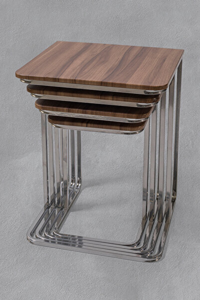 Veys Sehpa TEKERLEKSİZ  - VEGAS ZİGON SEHPA  4 LÜ - KAHVE