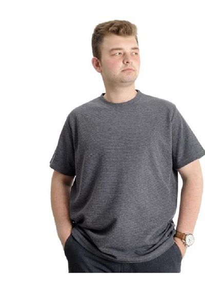 SuperXL Ανδρικό μπλουζάκι - Crew Neck, WAFFLE 20033, Plus Size, ΜΑΥΡΟ