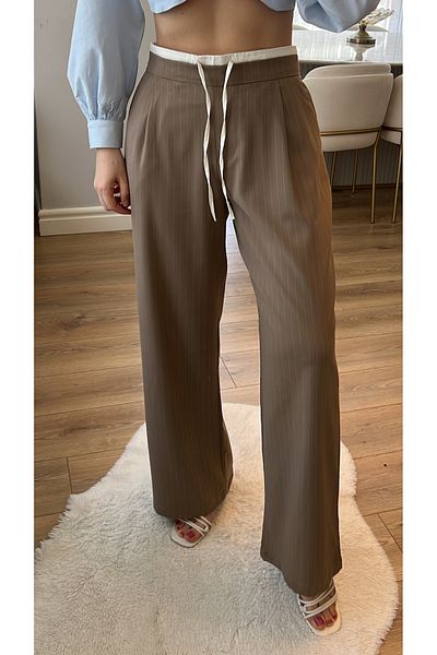 Narferita Hector Striped Fabric - Waist Detailed Trousers