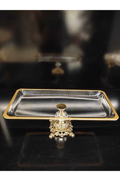 Cemile Gold Footed Baton Pastry Cake Service 30x15x12cm