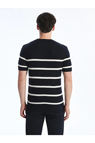 LC Waikiki LCWAIKIKI Κλασικό ριγέ ανδρικό πλεκτό πουλόβερ - λαιμόκοψη, κοντό μανίκι