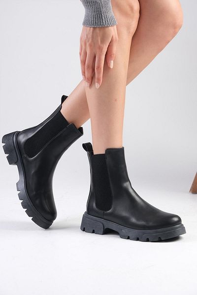 Mio Gusto Schwarze Debora - Damenstiefel mit dünner Pelzsohle, Futter und Elastan und dicker Sohle
