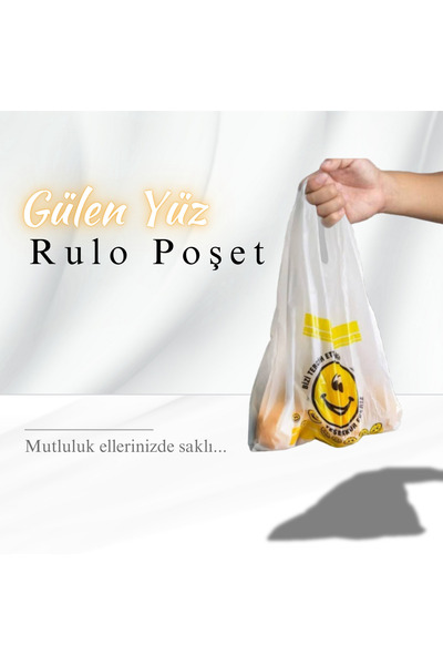 OEM Büyük Boy Gülen Yüz Baskılı  Rulo Poşet 1 Adet