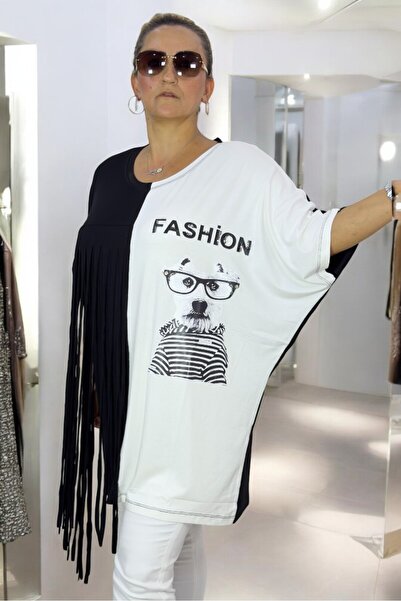 yagmurberen Mânecă liliac cu ciucuri, croială asimetrică, bluză de mărime mare, tricou tunică