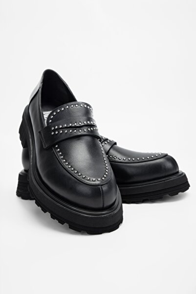 Valmenti Черни дамски мокасини от естествена кожа