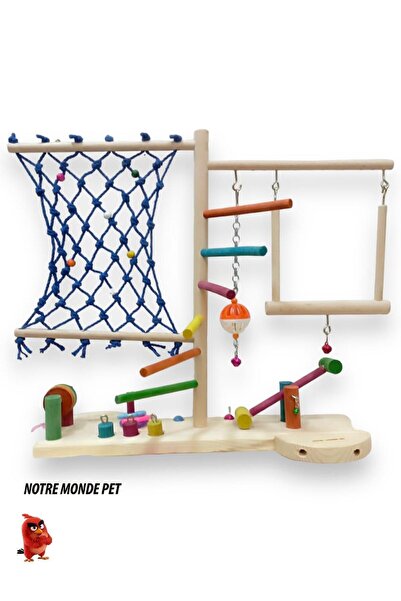 NOTREMONDEPET El Yapımı Ahşap Büyük Platform Tırmanma Halatlı Zeka Oyunlu Sal...