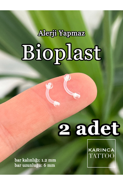 Karınca Piercing 2 Pieces Bioplast Piercing - Allergy-Free Transparent Earrings (Ant Tattoo)