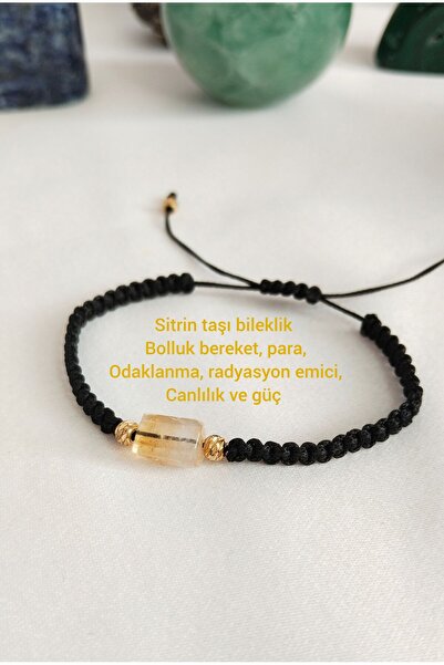 kuartz حجر سيترين أصلي - سوار مكرامية معتمد من الحجر. الكمثرى الوفرة