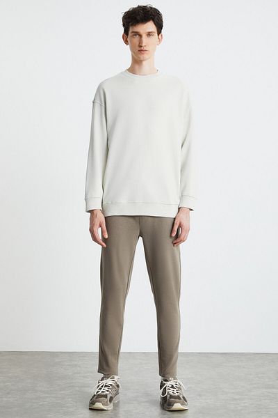GRIMELANGE Ανδρικό φούτερ LUDİM Oversize Fit 3 Thread Raster με στρογγυλή λαιμόκοψη γκρι
