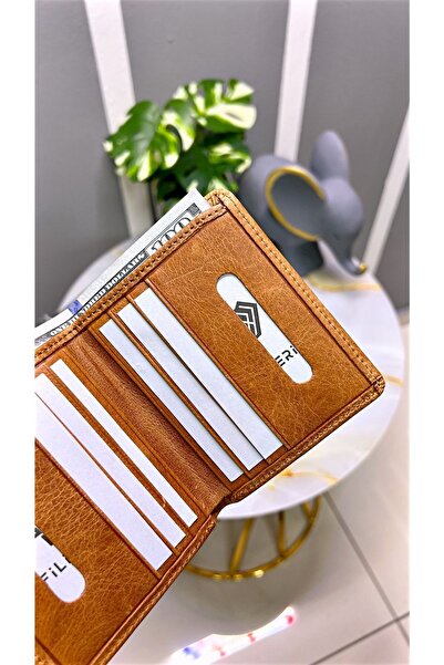 Fil Deri Genuine Leather Men's Wallet Card Holder Cash Compartment Tan Color 2004