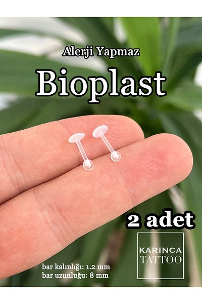 Karınca Piercing 2 Pieces Bioplast Piercing - Allergy-Free Transparent Earrings (Ant Tattoo)
