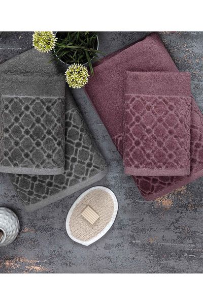Lorateks Essos 6 Piece Velvet Σετ Πετσέτες Μπάνιου - Λίστα Προίκας, Πετσέτες Χεριών Προσώπου