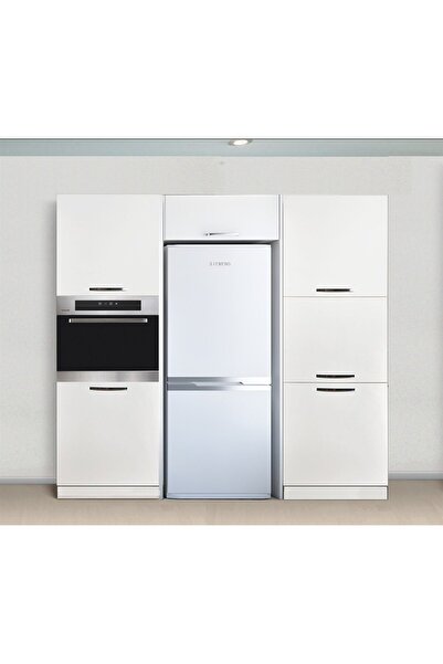 Kenyap Mutfak Ankastre Kiler ve 3 Kapaklı Kiler ve Buzdolabı Dolabı 204 cm