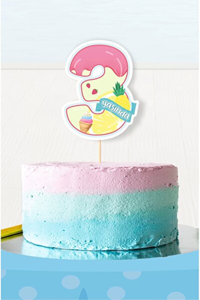 neşeli günlerim Decor pentru tort cu tematică de vară 3 ani (trei) *Hârtie gr...