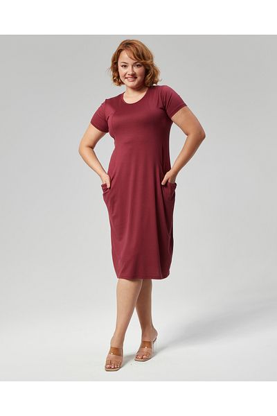SENTEX rochie de dama burgundy cu buzunar cu maneca scurta