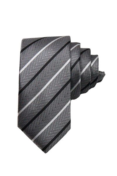Elegante Cravatte Gray Striped Pattern Woven Necktie and Handkerchief