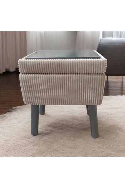 pufftable zevahir puf sandık sehpa bir arada teddy veya çizgili kadife kumaş ...