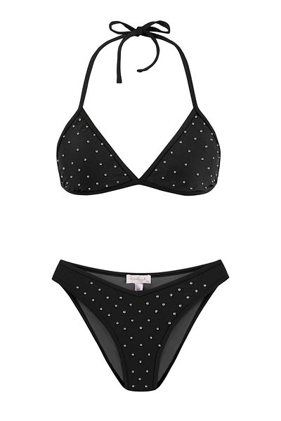 AQUELLA Black Triangle Bikini Set with Shiny Stones