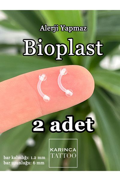 Karınca Piercing 2 Pieces Bioplast Piercing - Allergy-Free Transparent Earrings (Ant Tattoo)